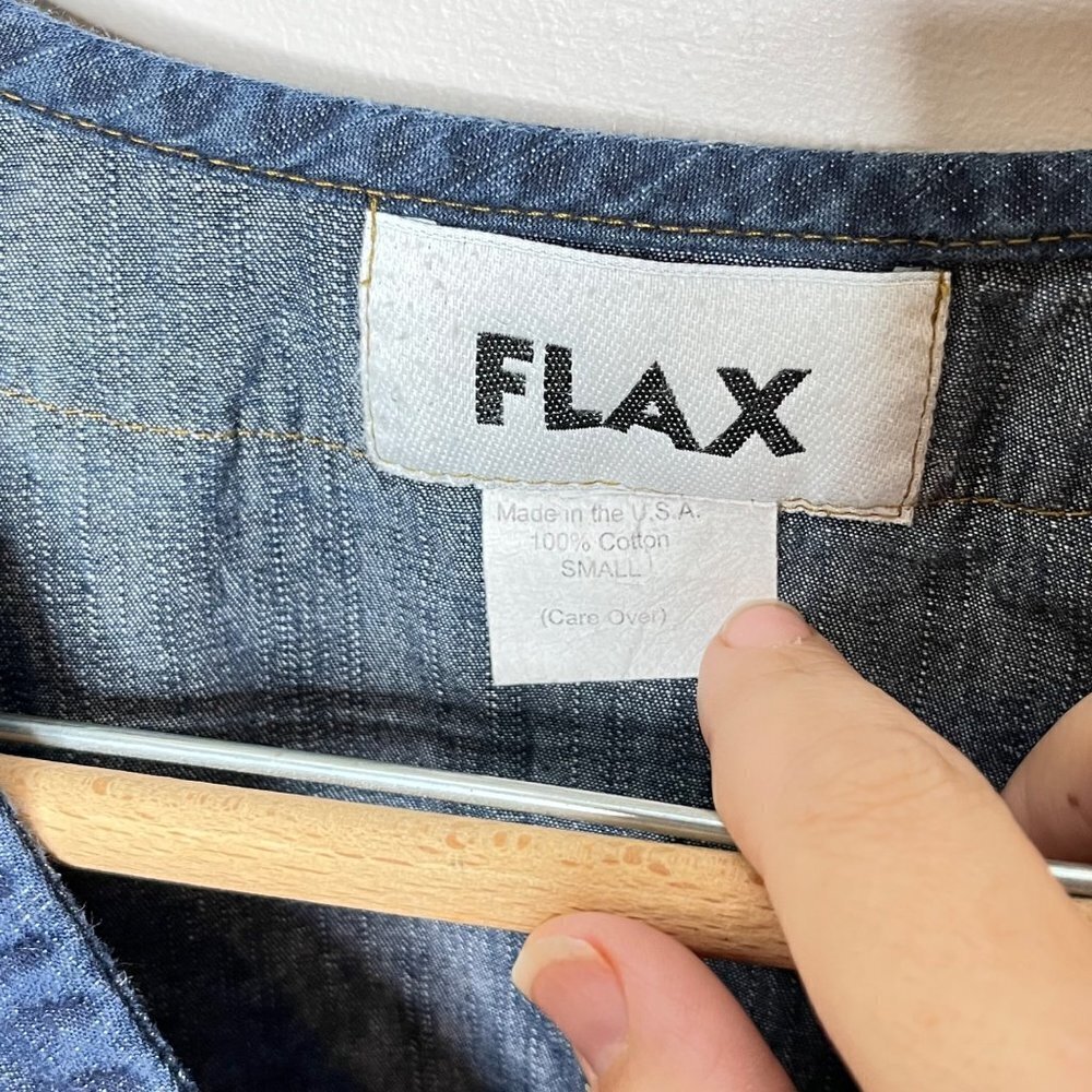Flax Button Front Denim Chambray Long Sleeve Shirt- Size Small - Picture 4 of 4